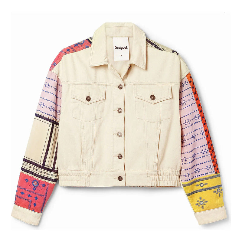Chaqueta Vaquera Corta Con Bordado 24swed02/4037 Desigual® Multicolor L Geométrico