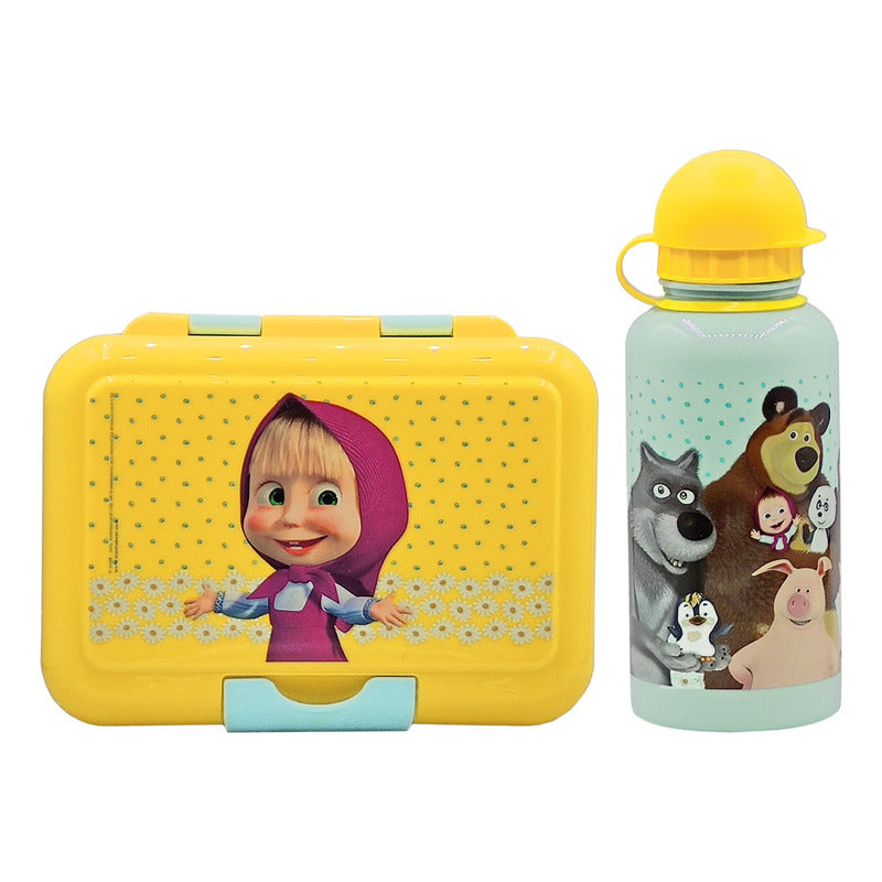 Lonchera Infantil De Plástico Con Botella Diseños Varios