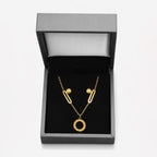 Set Joyería Elegante Collar Y Aretes Layering Con Colgante Dorado