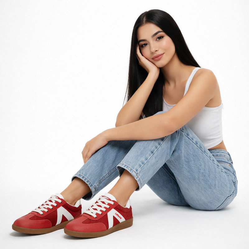 Tenis Casual Para Mujer Mod. L1126203 Marca Levi's® Rojo Lisa 24 Mx