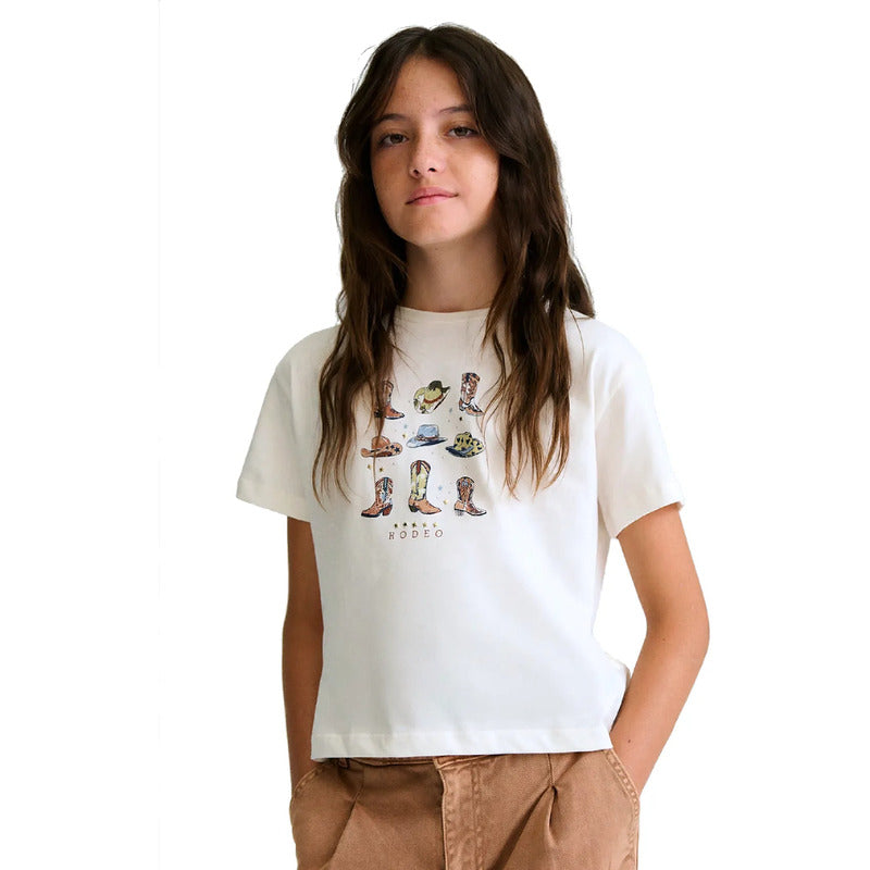Playera Juvenil Mujer Estampada Mod.6005 Marca Mayoral® Beige Rodeo 16 Lisa