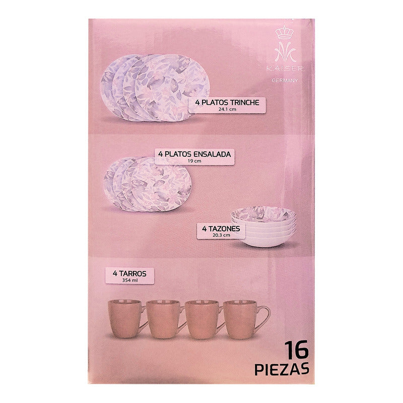 Vajilla De Cerámica 16pz Mod. Luxe Marca Kaiser®