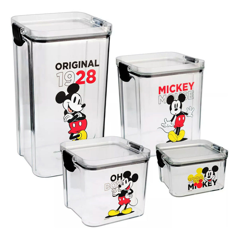 Recipiente Contenedor Hermetico Set 4pz Diseños Animados Multicolor