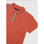 Playera Polo Para Niño Mod.6166 Marca Mayoral Nukutavake® Tomate 16 Años Lisa