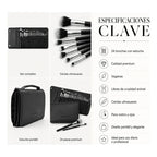 Set De Brochas 24pz Con Estuche Para Viaje True Makeup® Negro