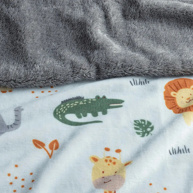 Cobertor Súper Suave Cuna 1.10x1.50m Marca Vianney® Diseño De La Tela Safari Gris