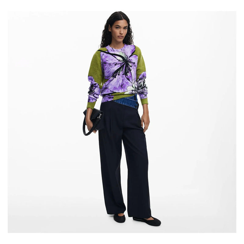 Suéter Suave Para Mujer 25wwjf42/3113 Marca Desigual® Multicolor Floral M