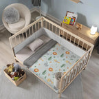 Cobertor Súper Suave Cuna 1.10x1.50m Marca Vianney® Diseño De La Tela Safari Gris
