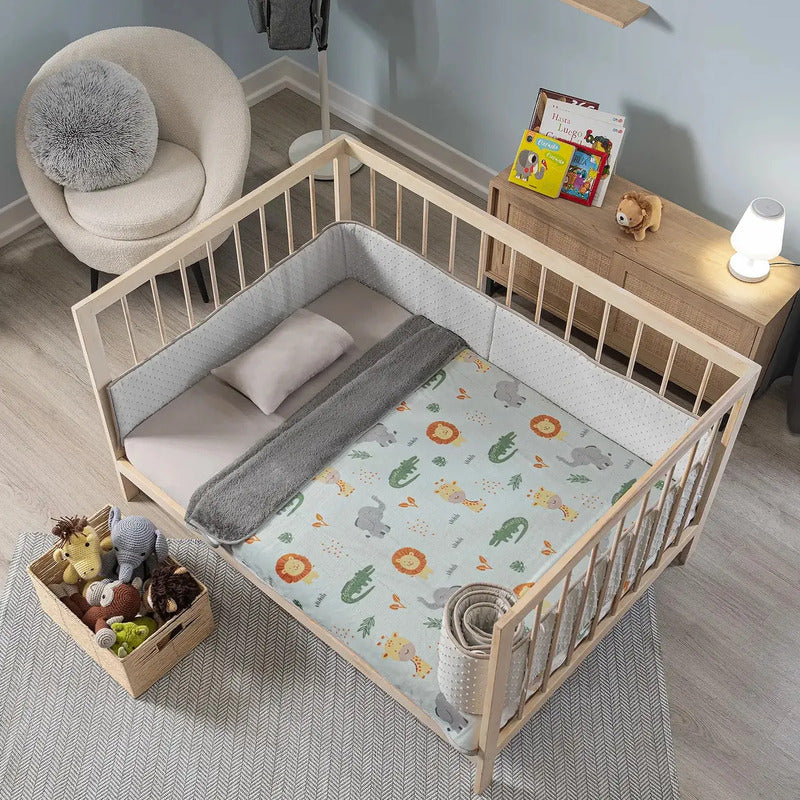 Cobertor Súper Suave Cuna 1.10x1.50m Marca Vianney® Diseño De La Tela Safari Gris