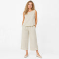 Conjunto Para Mujer Pantalon+blusa Mod.4394ec Marca Exotica® Beige Floreado G