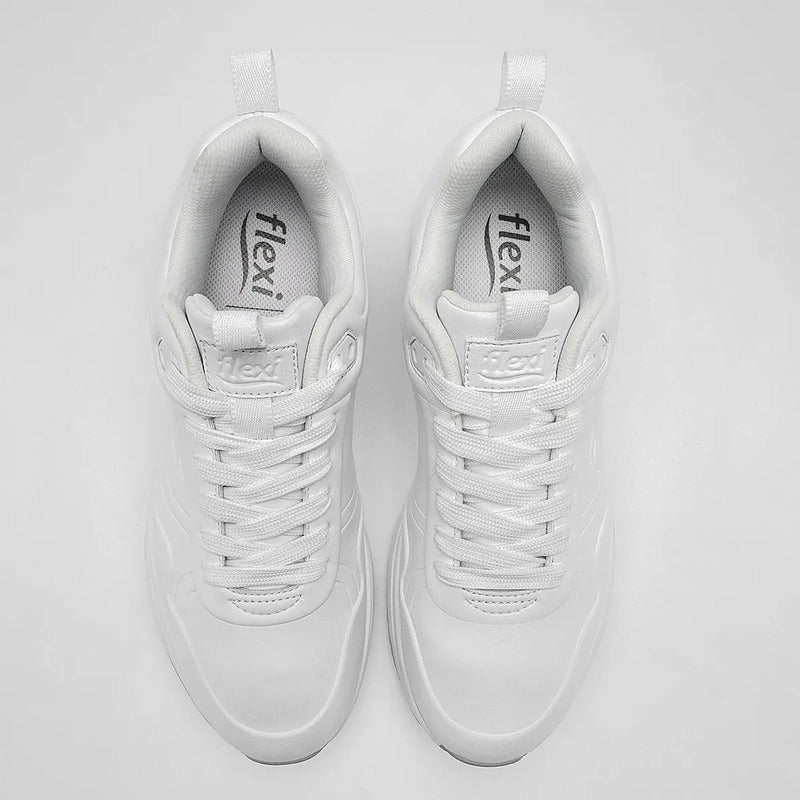 Tenis Urbano Escolar Para Hombre Mod.422404 Marca Flexi® Blanco Lisa 25.5 Mx