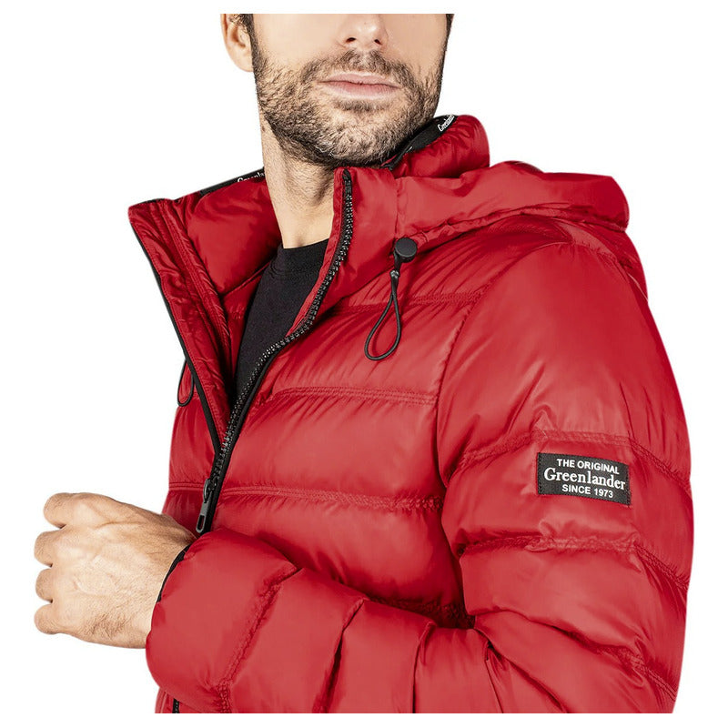 Chamarra De Pluma Acolchada Mod. Cw83-pol8759 Greenlander® Rojo G Capitonado