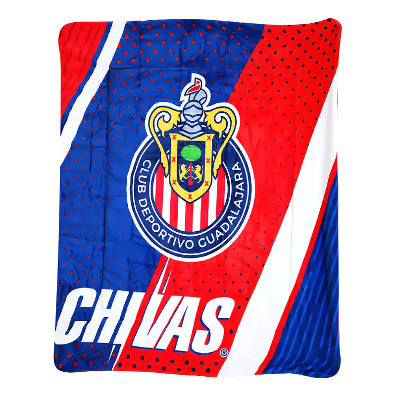 Cobertor Edredón De Borrega Matrimonial Providencia® Futbol Guadalajara  1 Kg Multicolor