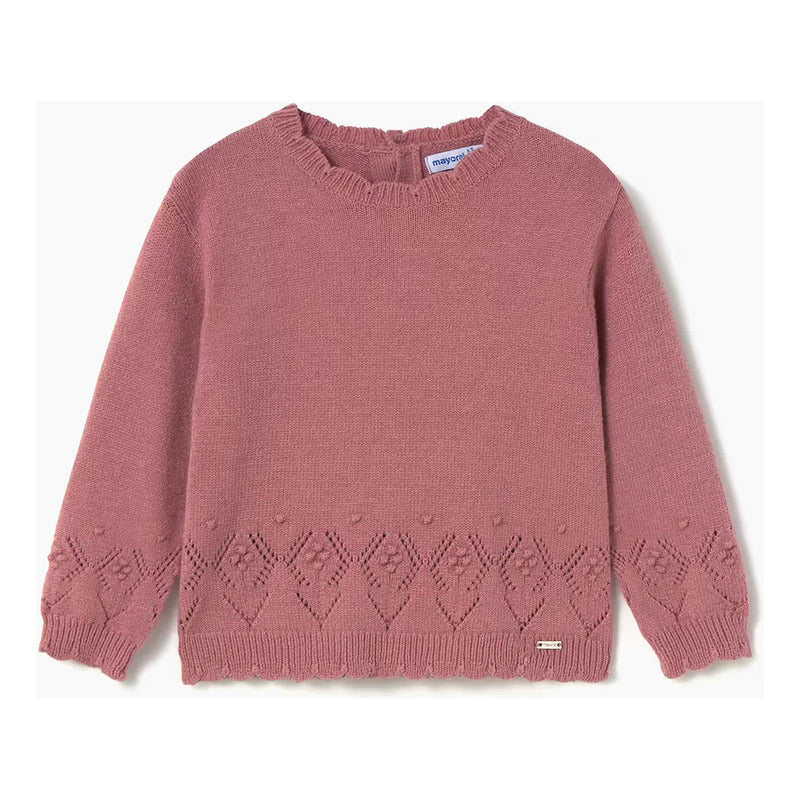 Suéter Casual Calado Mod.4302 Para Niña Marca Mayoral® Rosa Palo Calado 8