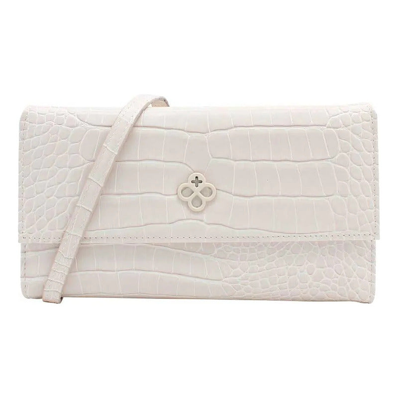 Cartera Mediana Crossbody Para Dama Mod. Ji 532 Jaime Ibiza® Blanco Croco Croco