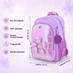 Mochila Con Flor 3d Happy Girl Mod. Hg70328 Marca Chenson® Lila Floreado
