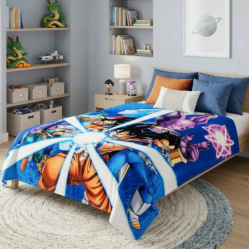 Cobertor Ligero Super Suave Matrimonial Diseños Providencia® Dragon Ball Super 850 G Multicolor