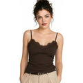 Blusa Casual Con Encaje Para Mujer Mod.4420 Marca Exotica® Marrón Lisa Eg