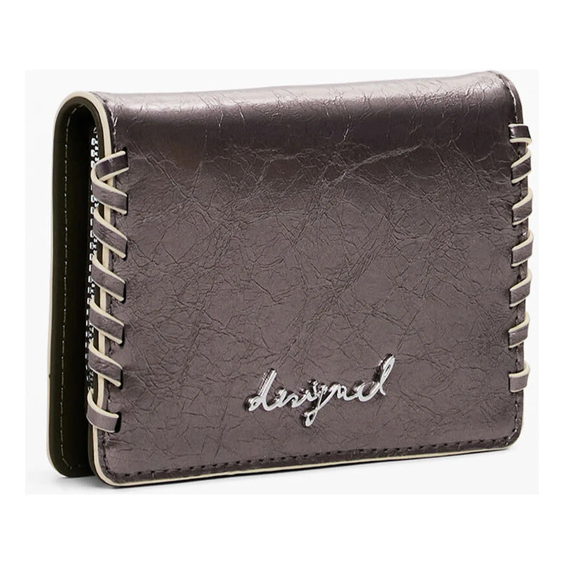 Monedero Pequeño Para Mujer Mod. 25wayp38/9067 Desigual® Gris Metalizado
