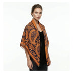 Chalina Chal Elegante Suave Para Mujer 130x130cm Naranja Naranja Geométrico Unitalla