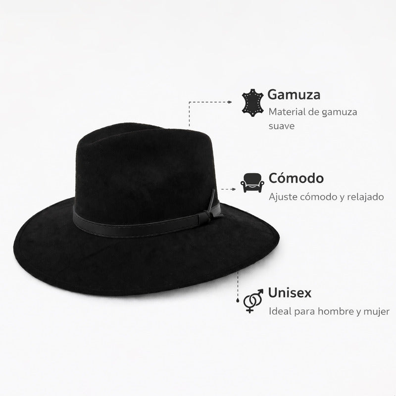 Sombrero Unisex Estilo Fedora De Gamuza Elegante Y Atemporal