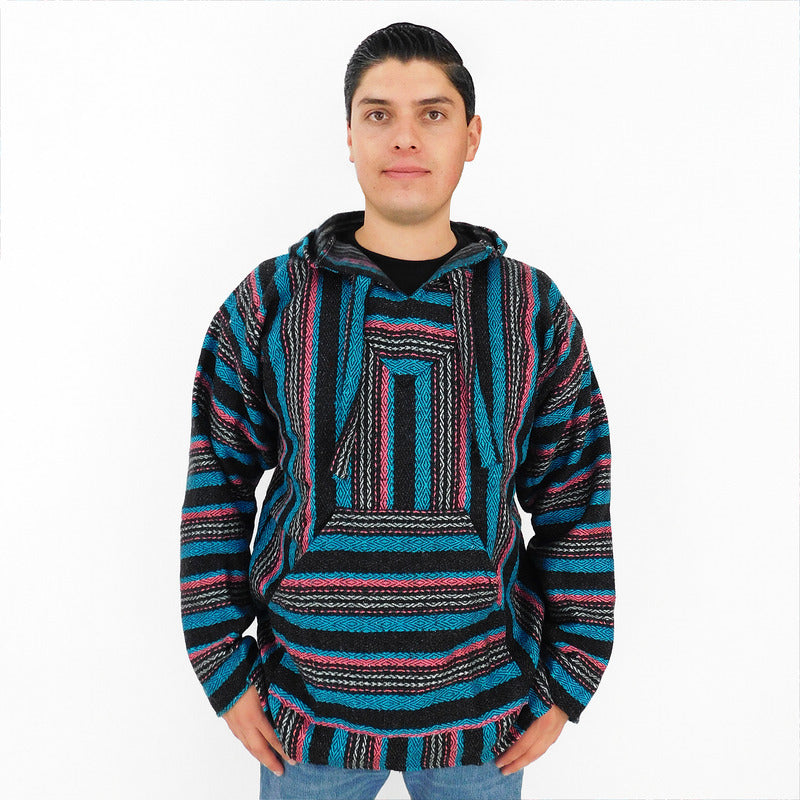 Suéter Poncho Canguro Artesanal Hoodie Acrilico Colores