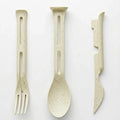Set Cubiertos Portatil Cuchara+tenedor+cuchillo De Plastico Beige 1819-25