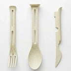Set Cubiertos Portatil Cuchara+tenedor+cuchillo De Plastico Beige 1819-25