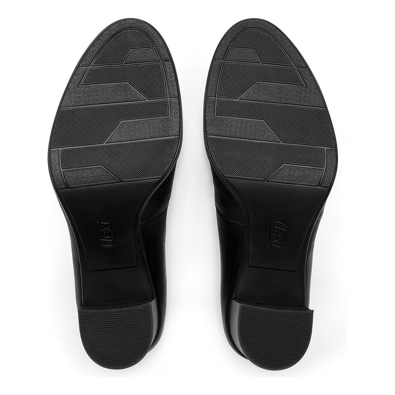 Zapatilla Tacón Medio Para Mujer Mod.133901 Marca Flexi® Negro Liso 25.5 Mx