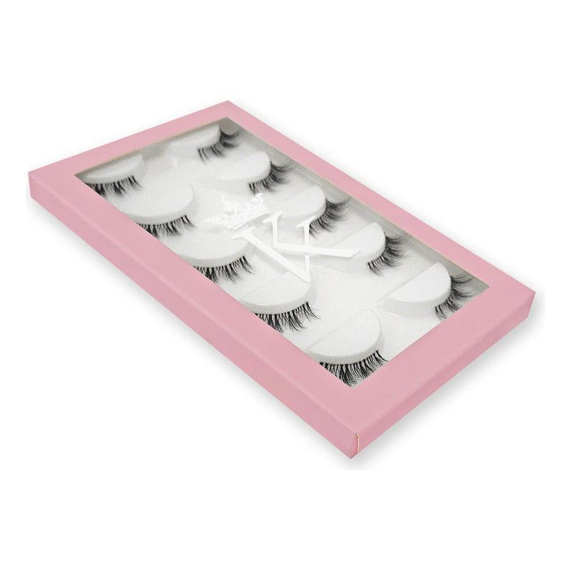 Pestañas Postizas En Tira 5 Pares Marca Kfer Valtierra® Negro Cutie C 1 Cm