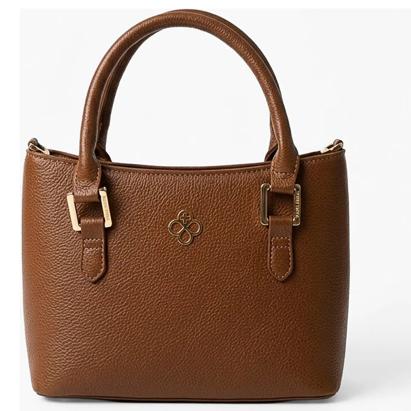 Bolso De Mano Para Mujer Mod. Ji 3017 Marca Jaime Ibiza® Marrón Lisa Níquel