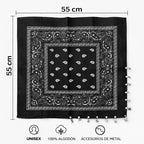 Paliacate Tradicional Multiusos Accesorio Unisex 55x55cm Negro Geométrico Unitalla