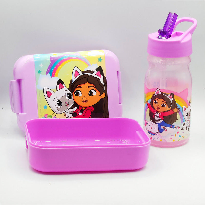 Lonchera Infantil De Plástico Con Botella Diseños Varios