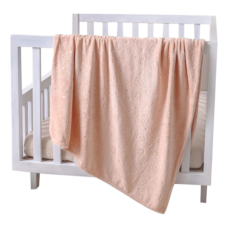 Cobertor Micro Grabado Para Carriola 1x0.74m Marca Vianney® Florencia 300 G Rosa