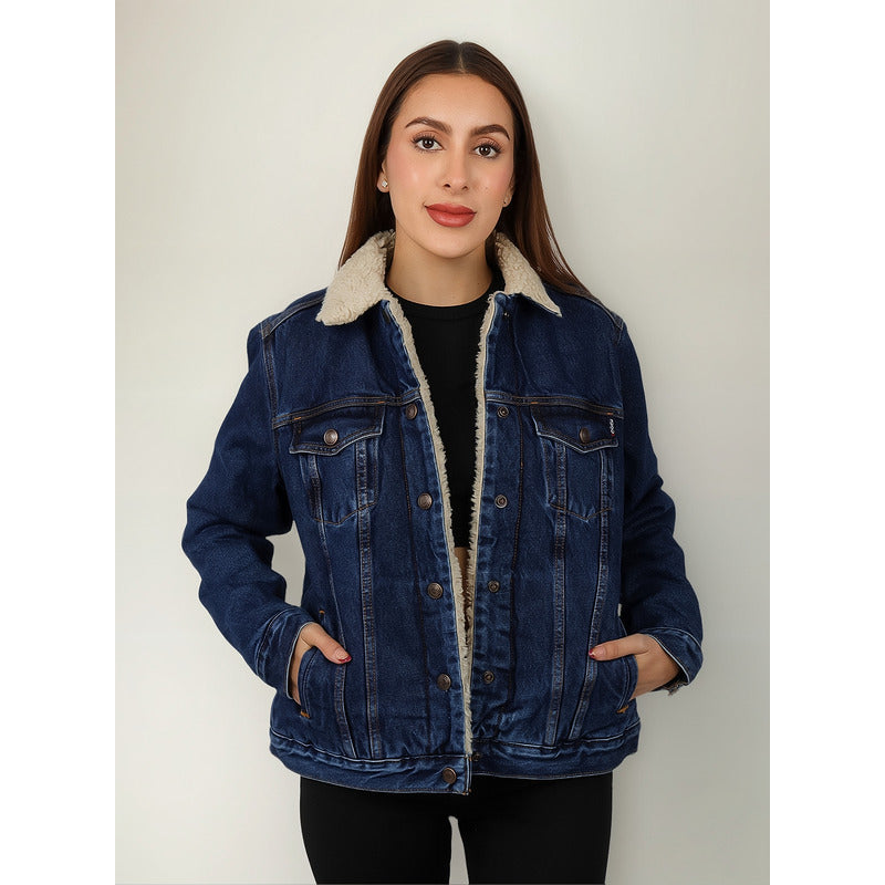 Chamarra Borrega De Mezclilla Para Mujer Marca Oggi®