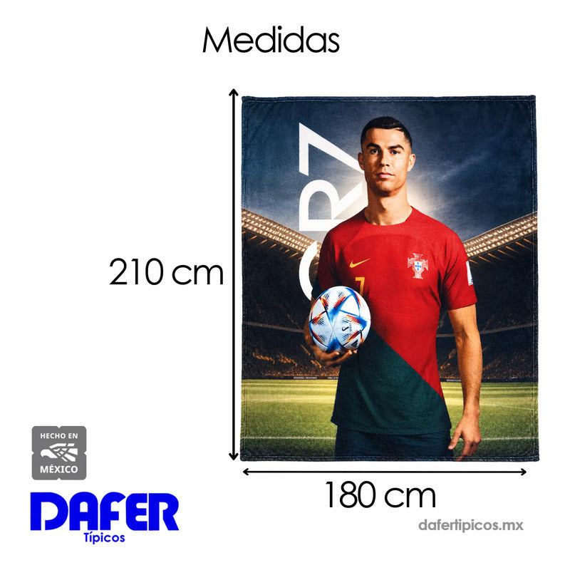 Frazada Ligera Super Suave Matrimonial Futbol Providencia® Equipo 500 G Cristiano Ronaldo