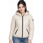 Chamarra De Pluma Para Mujer Dw90-pol7642 Greenlander® Beige Ch Capitonado