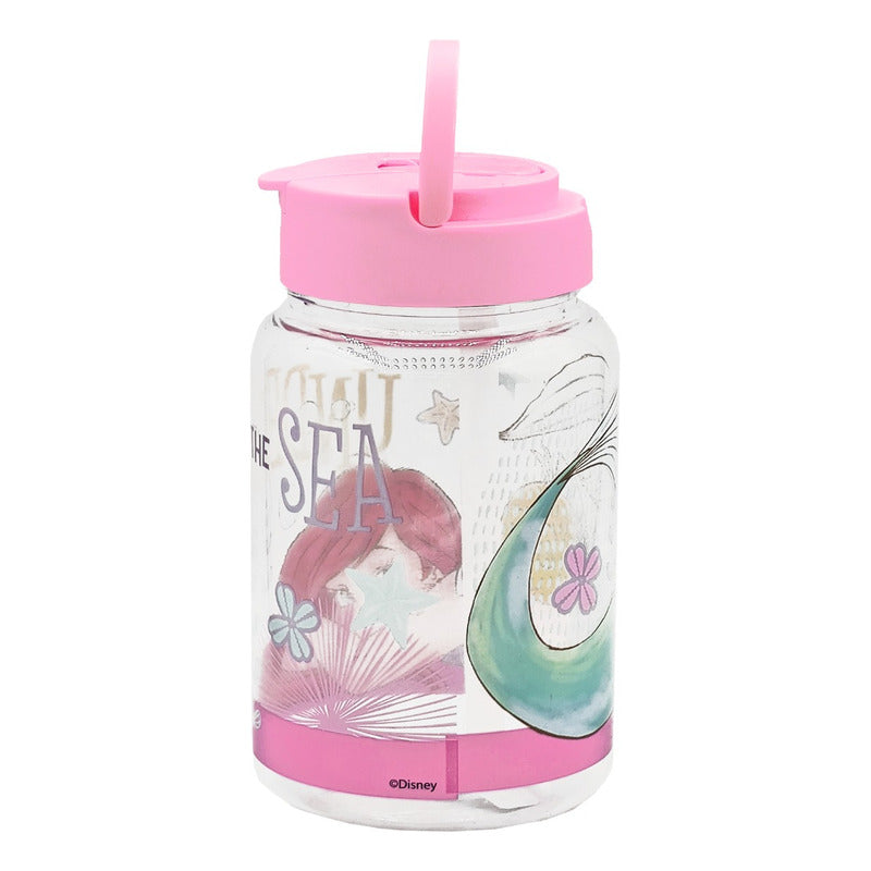Botella De Plástico 500ml Con Popote Diseños Infantil Varios