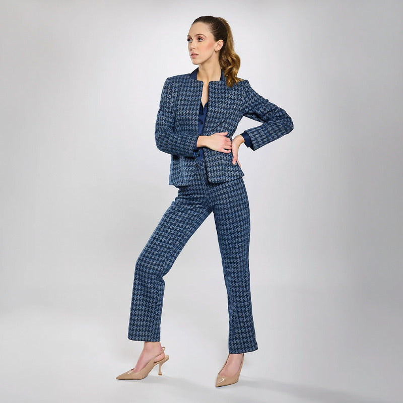 Blazer Casual Corto Houndstooth Para Dama Marca Vanity®