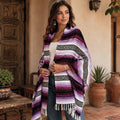 Falsa Artesanal 1.90m X 1.20m Cobija Multiusos Mexicana Geométrico 1 Kg Violeta