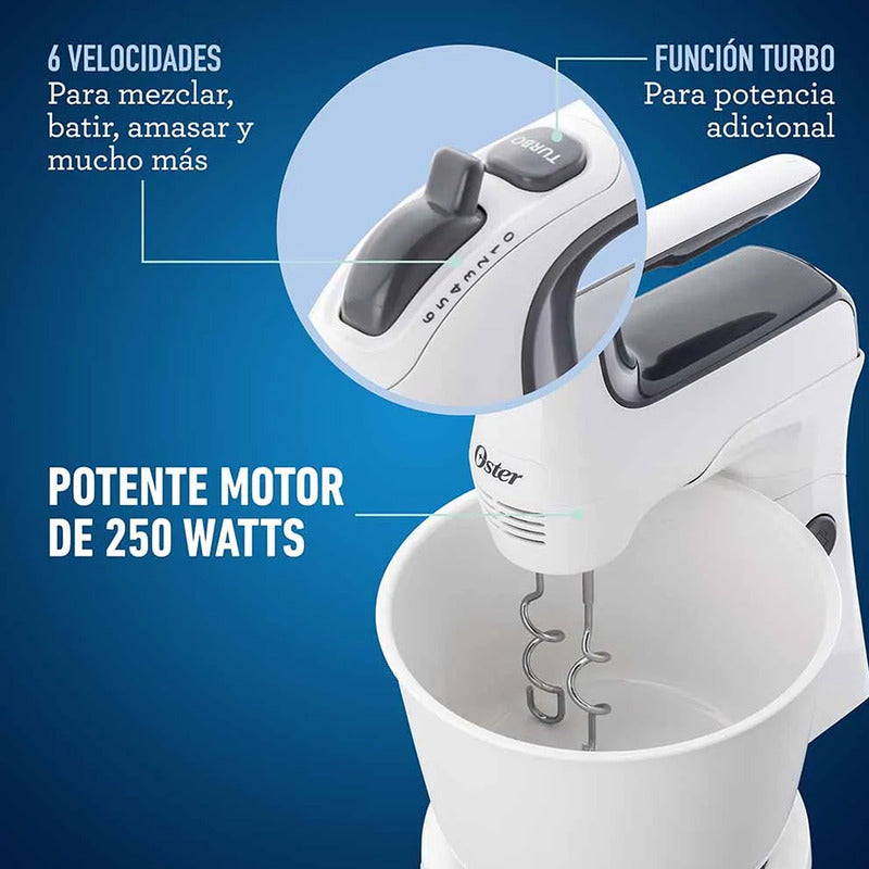 Batidora De Mano Y Pedestal Mod. Fpsths3610 Marca Oster® Blanco