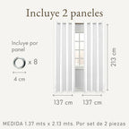 Cortina Blackout 2 Paneles Textura Lino Impermeable Luna® Blanco