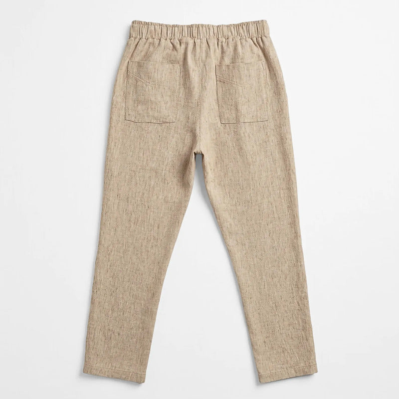 Pantalón Tipo Lino Para Hombre Mod. Mkhp0009 Mako & Co® Beige Lisa Ch