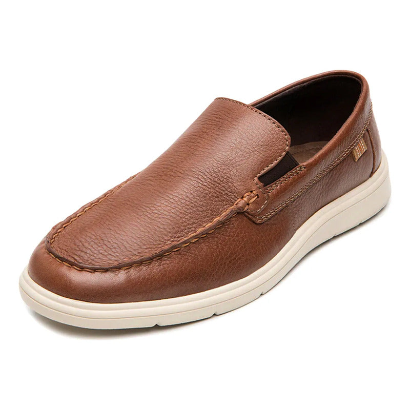 Mocasín Casual Para Hombre 100% Piel Mod.423805 Marca Flexi® Marrón Lisa 26,5 Mx