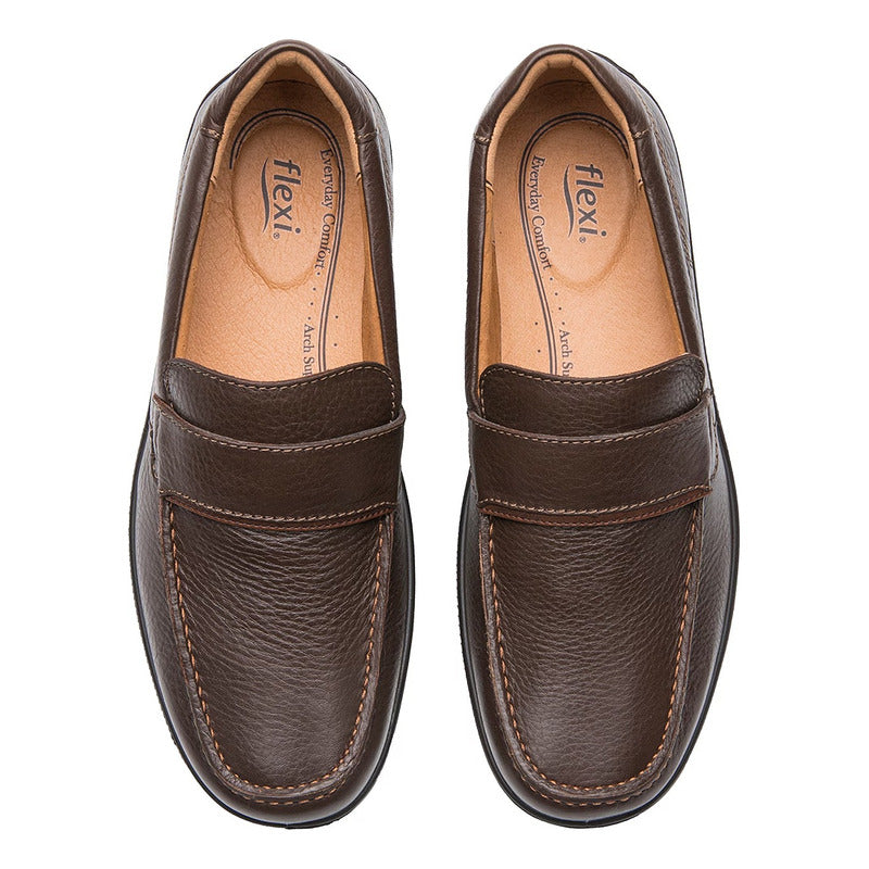 Zapato Mocasín Driver Para Caballero Mod.415907 Marca Flexi® Chocolate Lisa 27,5 Mx