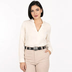 Cinturon Estilo Boho Western Con Hebilla Floral Para Mujer Negro Lisa 100 Cm