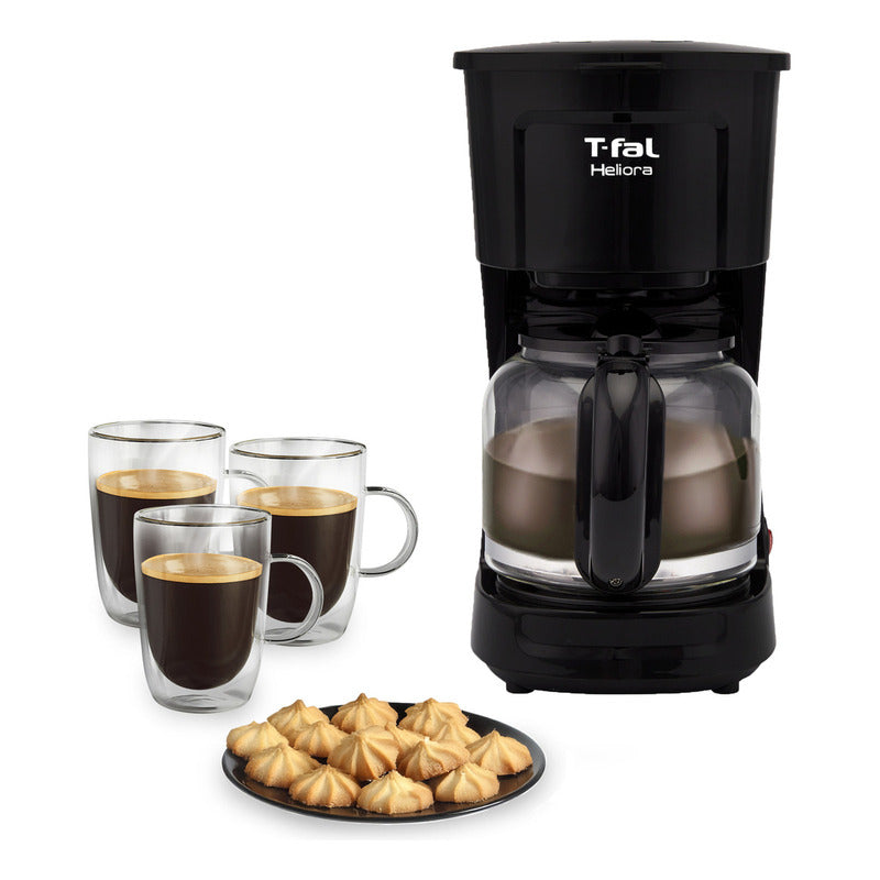 Cafetera De Filtro Heliora Grande, T-fal, Con Sistema Antigoteo Y Gran Capacidad Para 12 Tazas, Es Muy Fácil De Usar E Incluye Filtro Permanente Y Cuchara Medidora, Cm1408mx