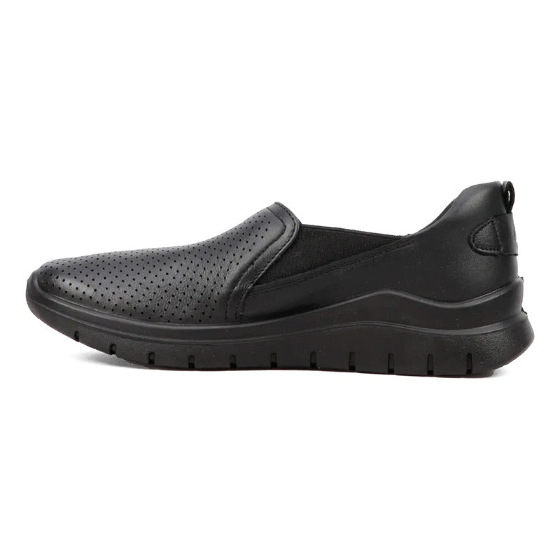 Zapato Mocasín Conford Para Mujer Mod.130210 Marca Flexi® Negro Perforado 25 Mx