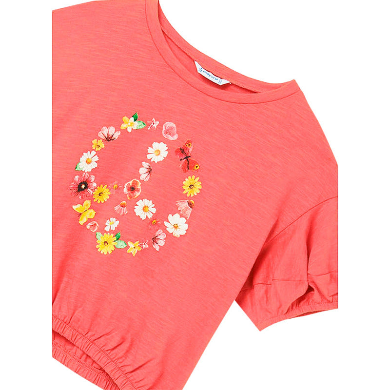 Blusa Casual Para Niña Mod.6056 Marca Mayoral® Rojo Flores 10 Años