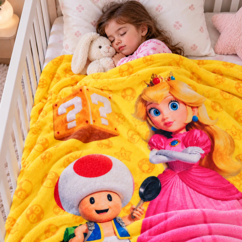 Manta De Cuna Raschel 140x110cm Dibujosanimados Providencia® Princesa Peach 650 G Amarillo